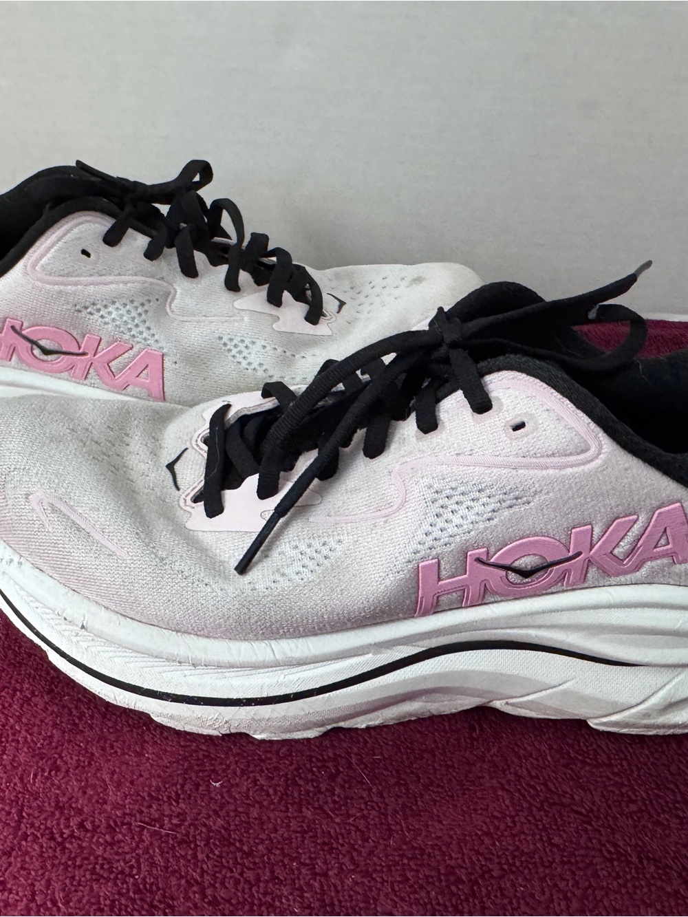 Hoka Clifton 10 Women's White and Pink Running Sneakers